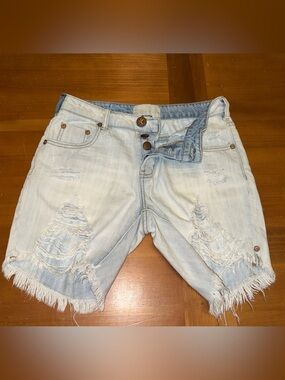 One Teaspoon Denim Jean Distressed High Rise Shorts 24 Summer Casual Chic Beachy